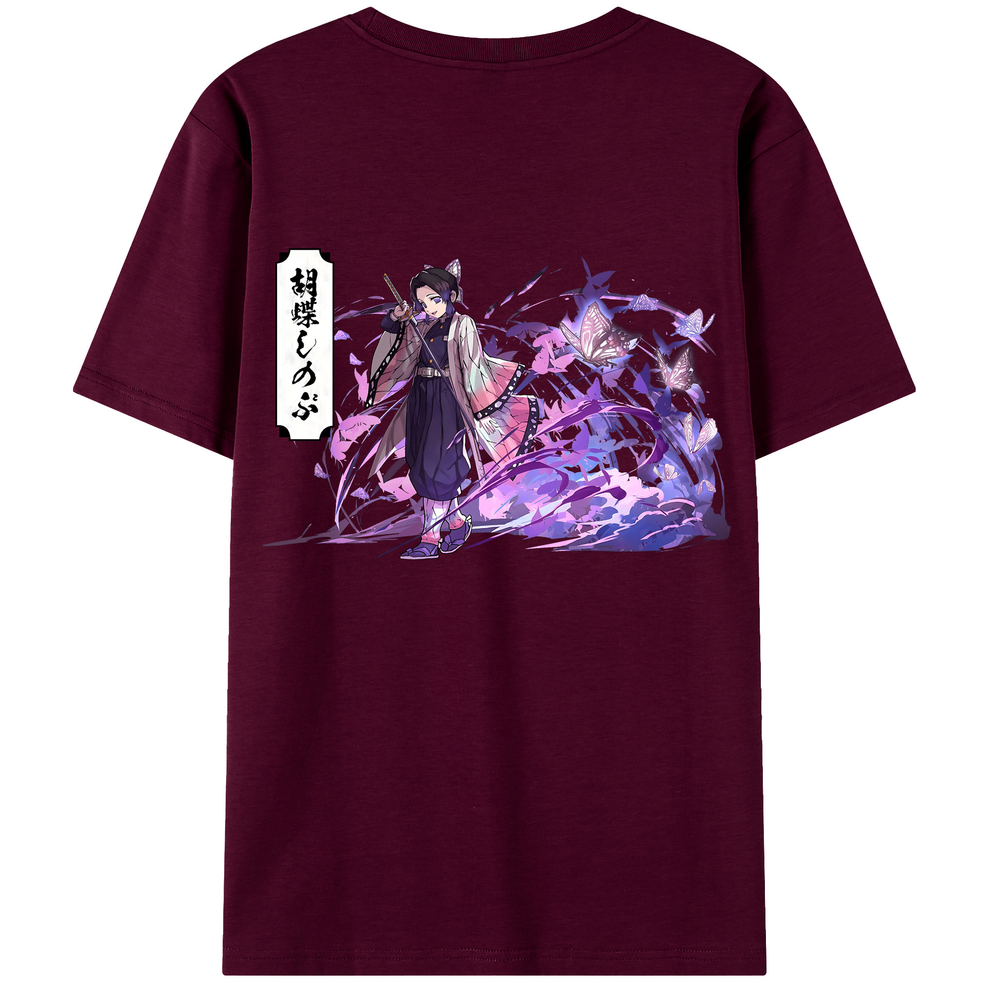 （画像用） 鬼滅の刃（きめつのやいば）蟲柱-胡蝶 しのぶ／こちょう しのぶ Kochou Shinobu レディース半袖Tシャツ(バックプリント)